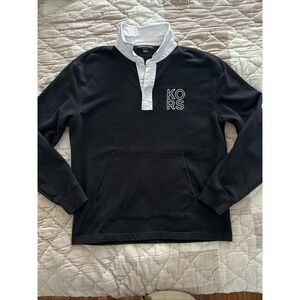 Michael Kors Mens Rugby Long Sleeves Polo Black Size M